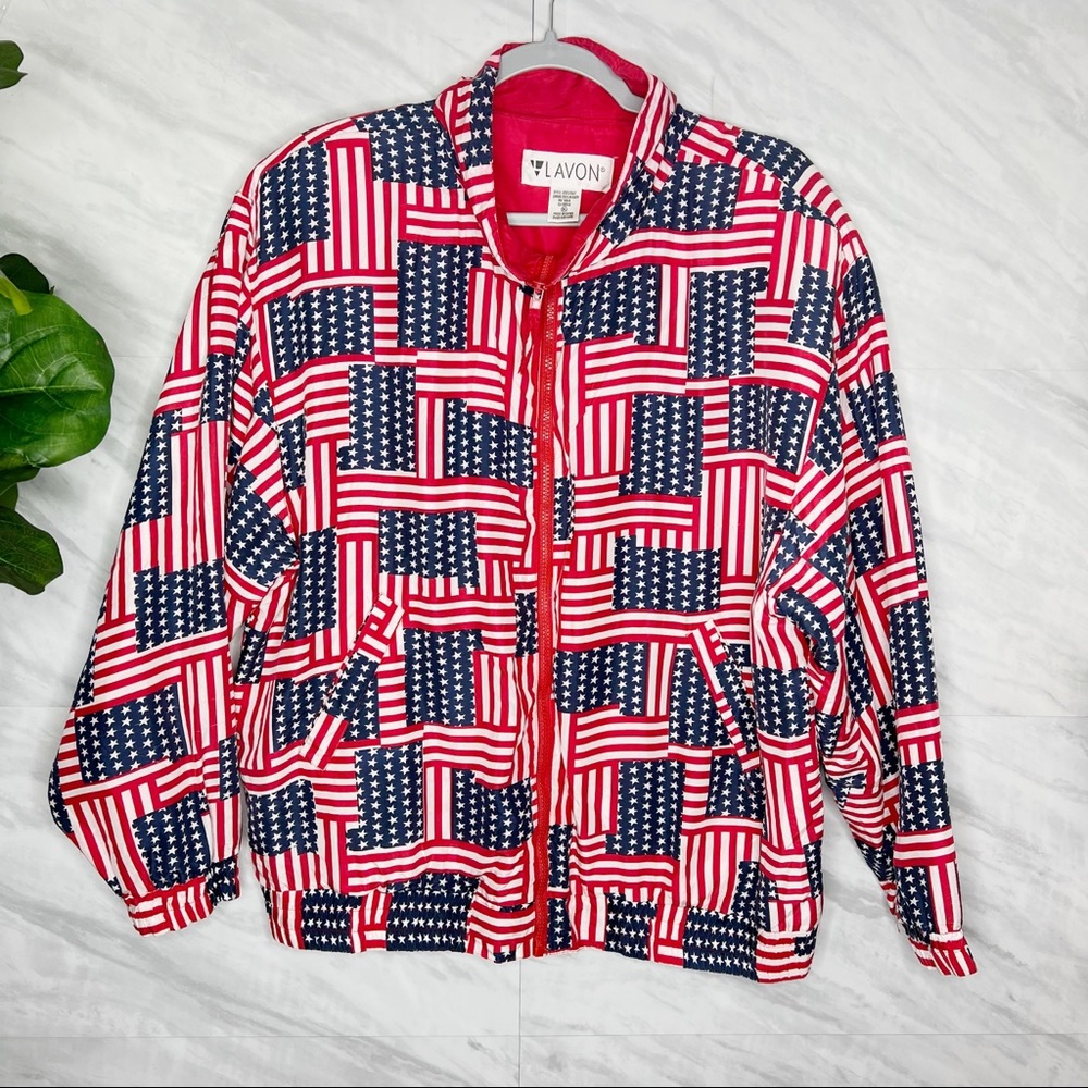 Vintage Lavon American Flag Windbreaker Jacket XL